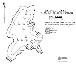 Bathymetric map of Barnes Lake
