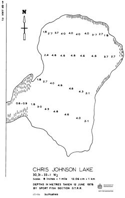 Bathymetric map of Chris Johnson Lake