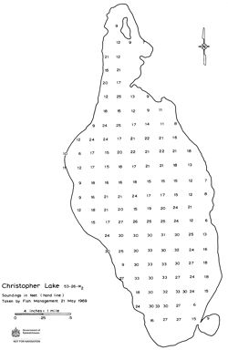Bathymetric map of Christopher Lake