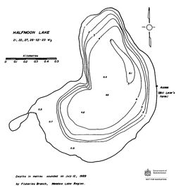 Bathymetric map of Halfmoon Lake