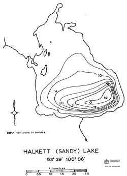 Bathymetric map of Halkett Lake (Sandy Lake)