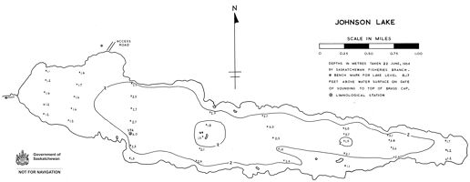 Bathymetric map for johnson_1964_points_and_contours.pdf