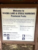 Welcome sign for Makwa Lake and Steele Narrows Provincial Parks.