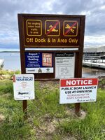 Signage at the boat launch.