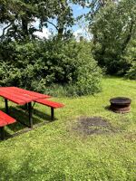Picnic table near the boat launch and beach.