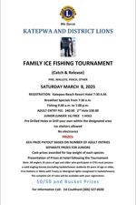 Poster for Katepwa and District Lions Family Ice Fishing Tournament