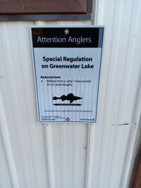 Special angling regulation sign at the boat launch.