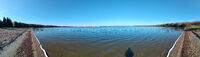 Panorama of the lake from the beach.