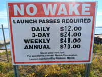 Pricing sign at Waskesiu Lake Marina