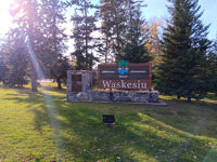 Waskesiu sign at the entrance to the townsite