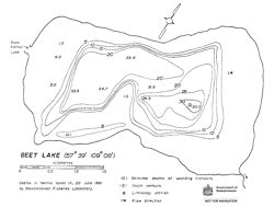 Bathymetric map of Beet Lake