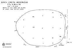 Bathymetric map of Birch Creek Reservoir