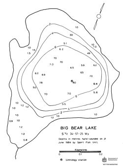 Bathymetric map of Big Bear Lake