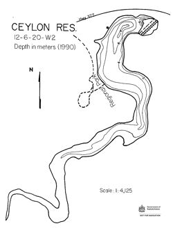 Bathymetric map of Ceylon Reservoir